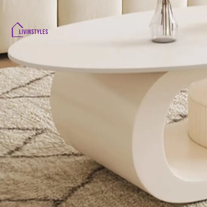 Bali Coffee Table | Stainless Steel and MDF | Composite Ceramic Marble | Oval Shaped - Sinlge Big Table