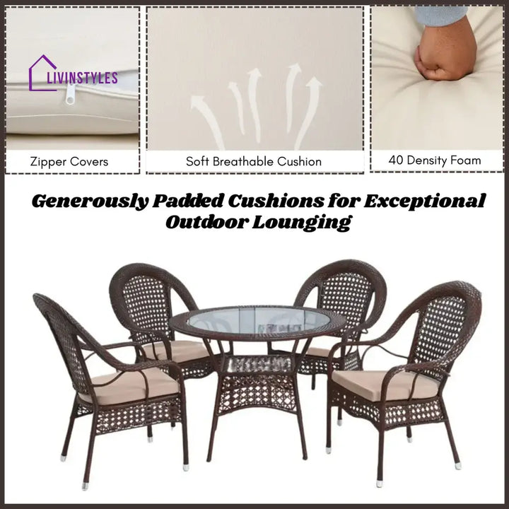 Balqis Outdoor All-Weather Resistant Rattan Wicker 5-Piece Dining Set - Dining Set