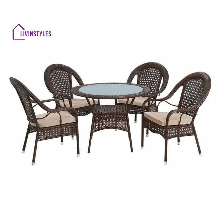 Balqis Outdoor All-Weather Resistant Rattan Wicker 5-Piece Dining Set - Dining Set