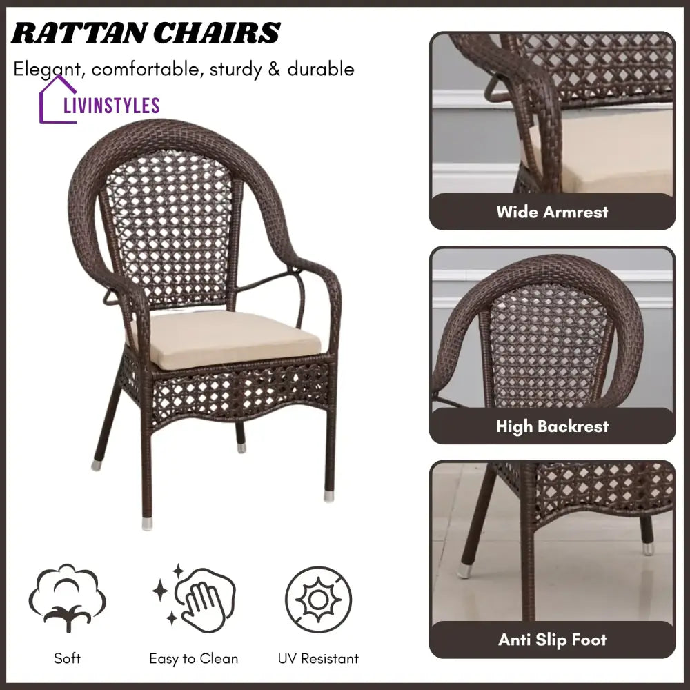 Balqis Outdoor All-Weather Resistant Rattan Wicker 5-Piece Dining Set - Dining Set