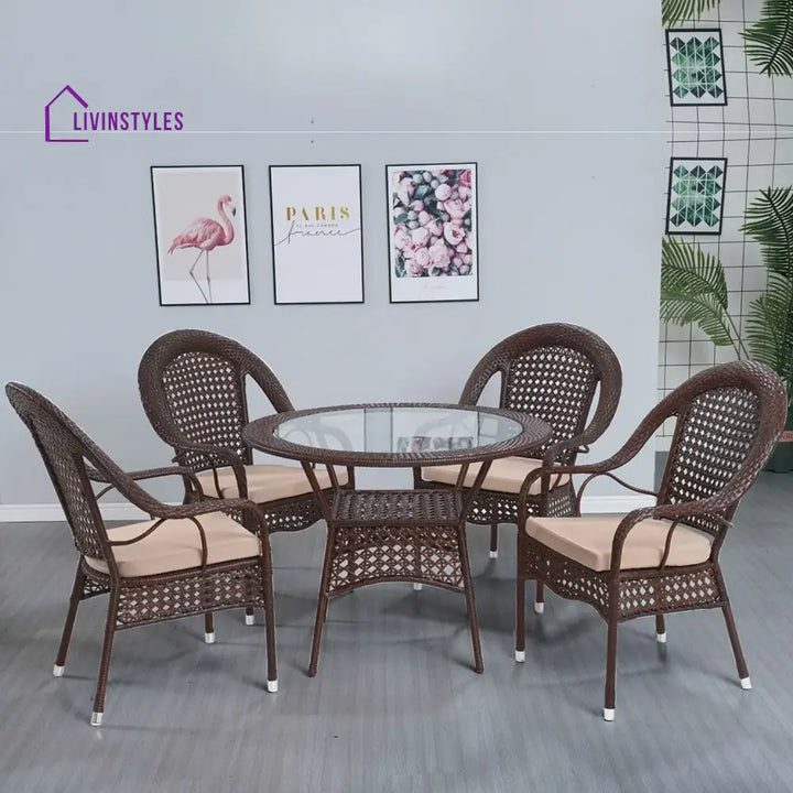 Balqis Outdoor All-Weather Resistant Rattan Wicker 5-Piece Dining Set - Dining Set