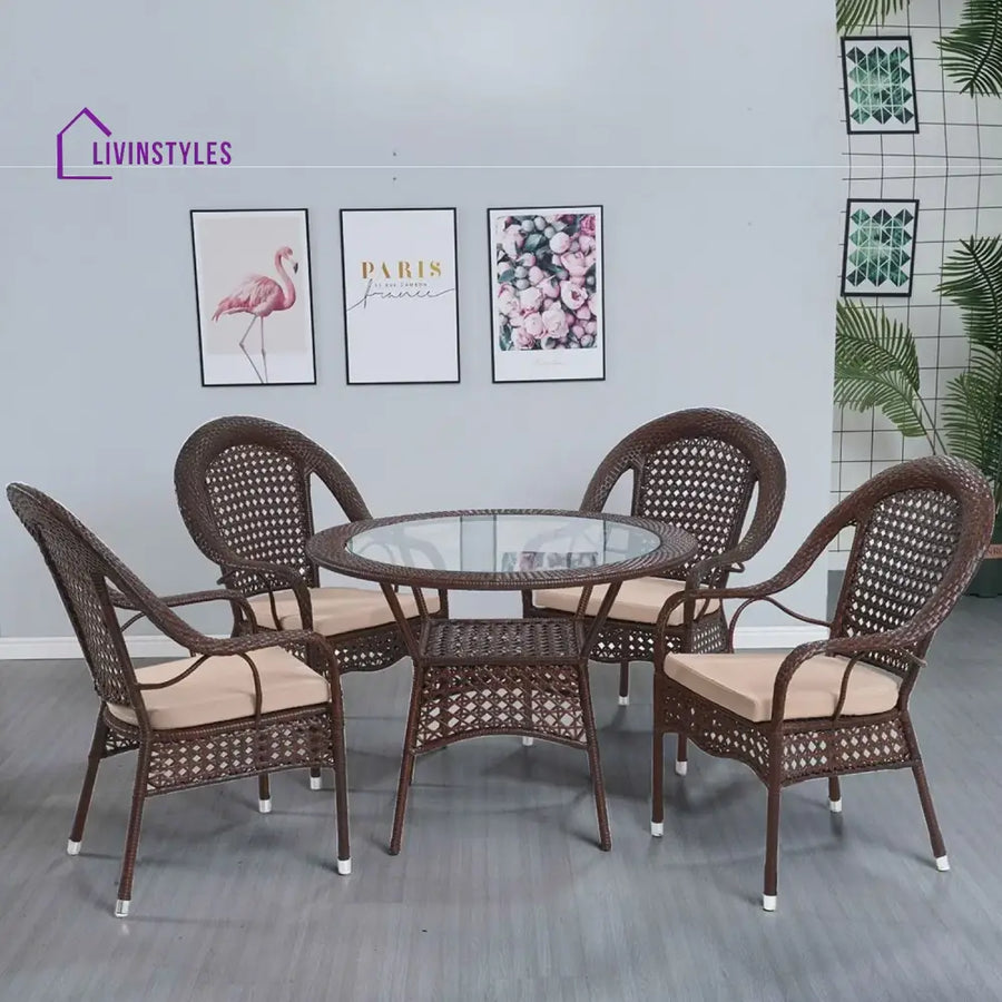 Balqis Outdoor All-Weather Resistant Rattan Wicker 5-Piece Dining Set - Dining Set