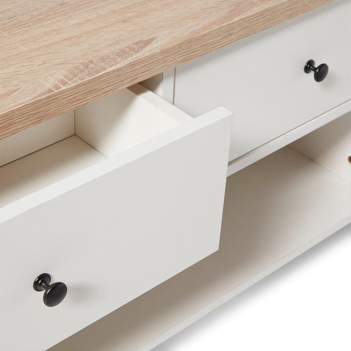 Bampton Alabaster White Coffee Table with Storage