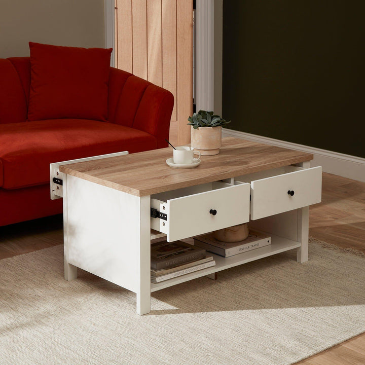 Bampton Alabaster White Coffee Table with Storage