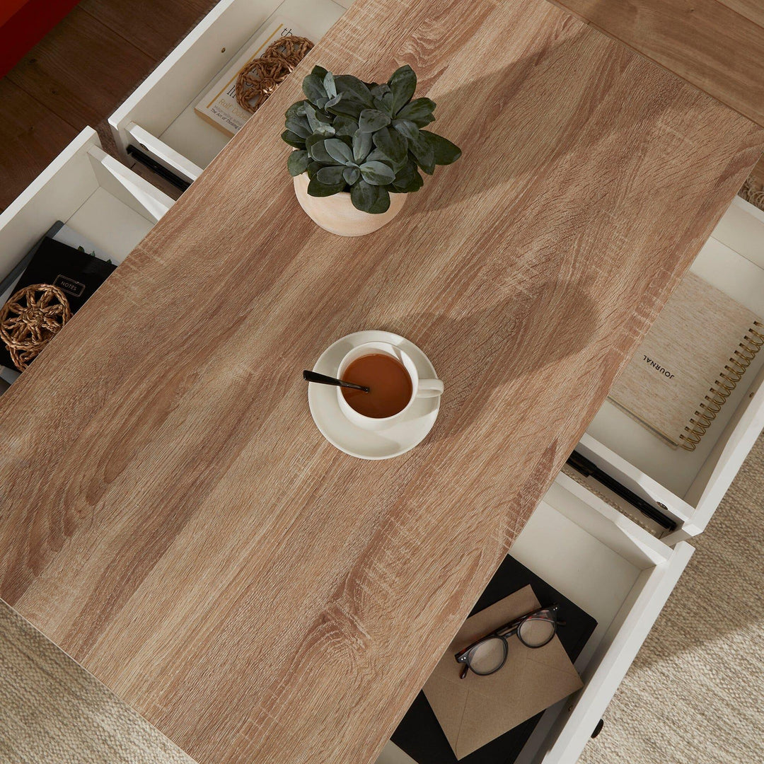 Bampton Alabaster White Coffee Table with Storage