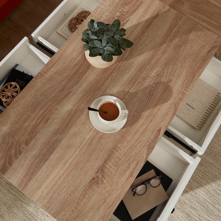Bampton Alabaster White Coffee Table with Storage
