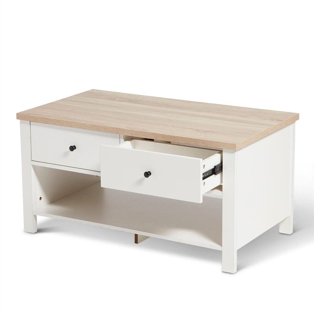 Bampton Alabaster White Coffee Table with Storage