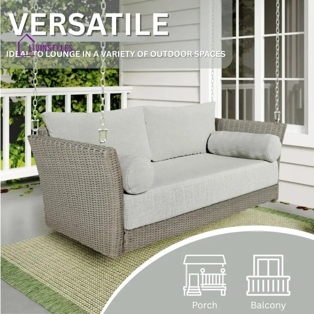 Banke Outdoor Rattan Wicker Hanging Swing Chair with Cushion - Swing