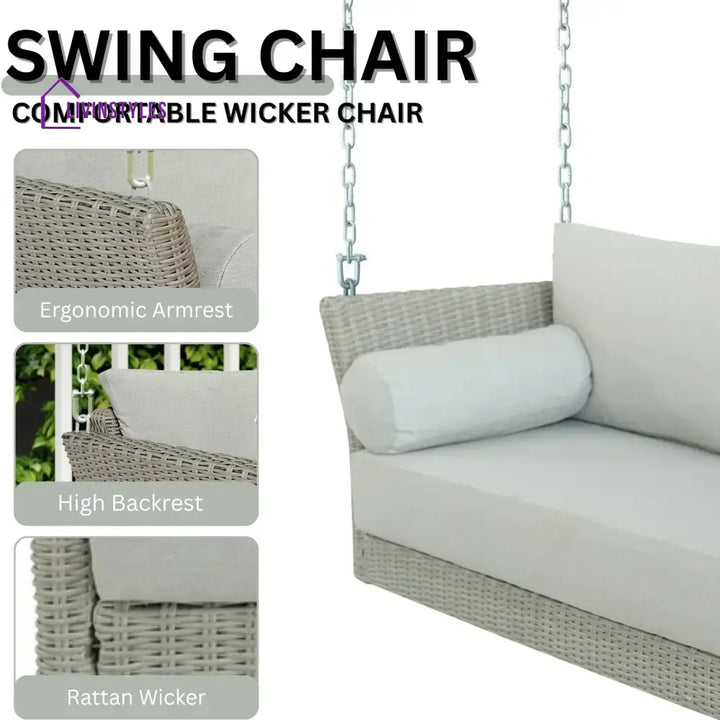 Banke Outdoor Rattan Wicker Hanging Swing Chair with Cushion - Swing