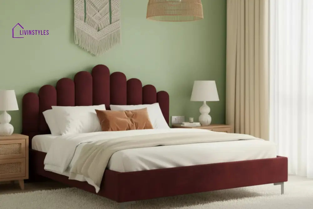 Bao Fabric bed with Upholstered headboard Non Storage King Size - Red