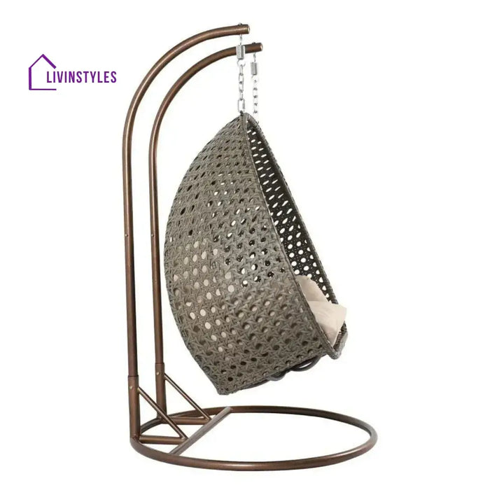 Baozhai Double Seater Hanging Swing Chair (Dark Brown/Cream) Swing