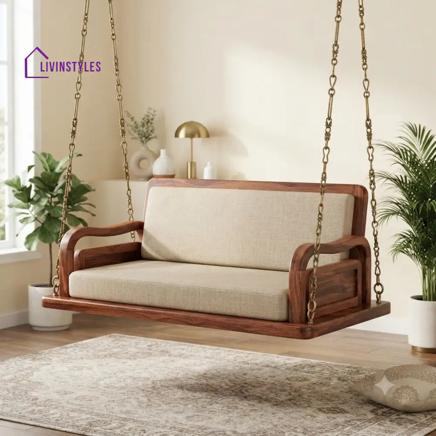 Baptiste 2 Seater Wooden Swing for Home | Wooden Jhula for home