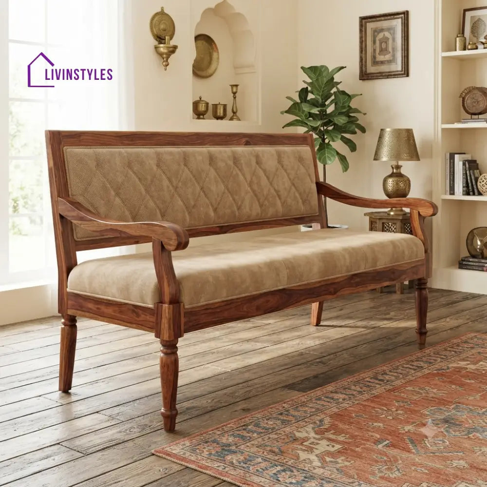Baptiste Wooden Bench for Living Room | Bedroom | Extra Seating