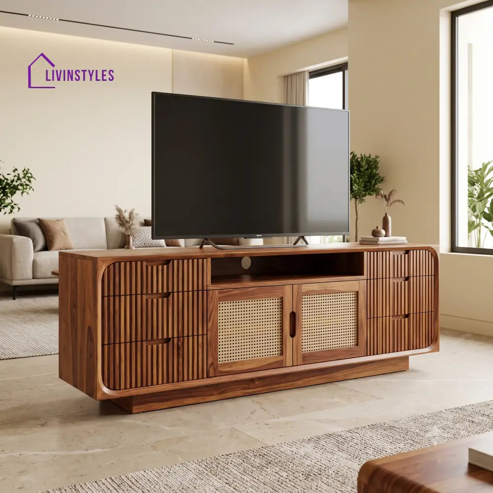 Barnabe Solid Sheesham Wood Tv Unit for Living Room | Tv Cabinet | Tv Console Unit