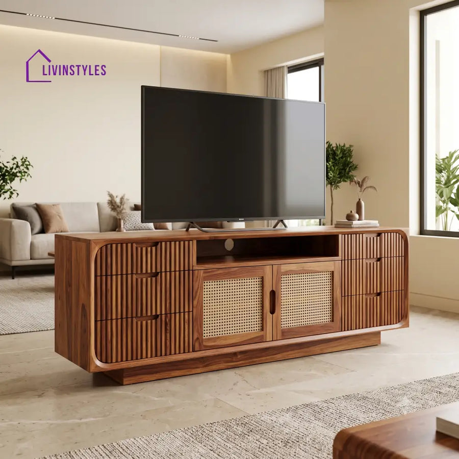 Barnabe Solid Sheesham Wood Tv Unit for Living Room | Tv Cabinet | Tv Console Unit