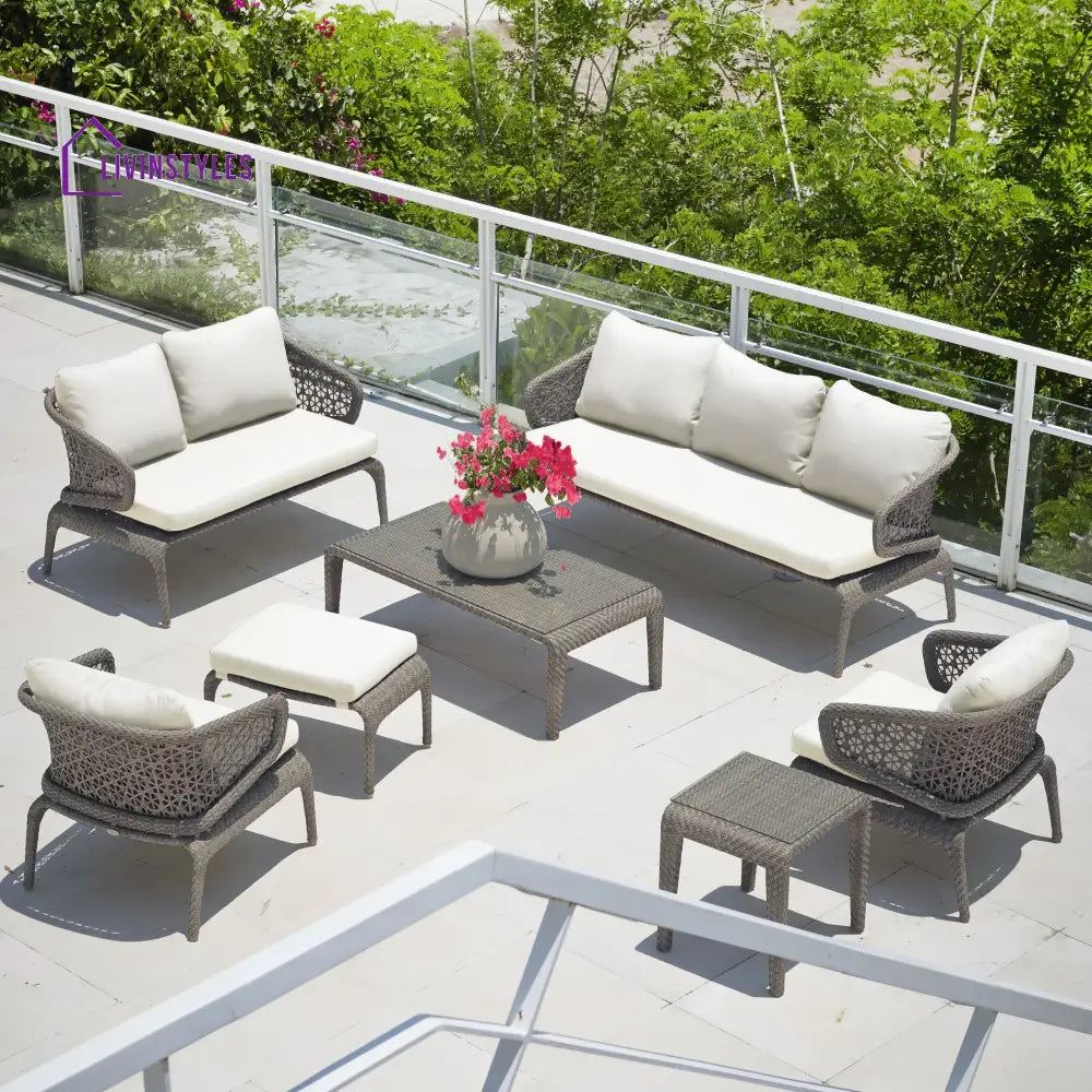 Bart Outdoor Garden Balcony Sofa Set 3 Seater 2 Seater,2 Single Seater and 1 Center Table With 1 Side Table and 1