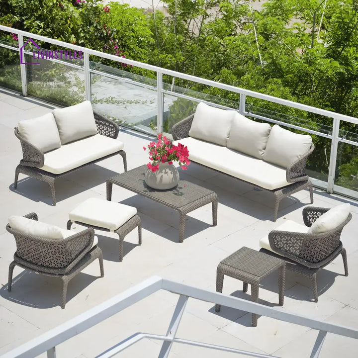 Bart Outdoor Garden Balcony Sofa Set 3 Seater 2 Seater,2 Single Seater and 1 Center Table With 1 Side Table and 1