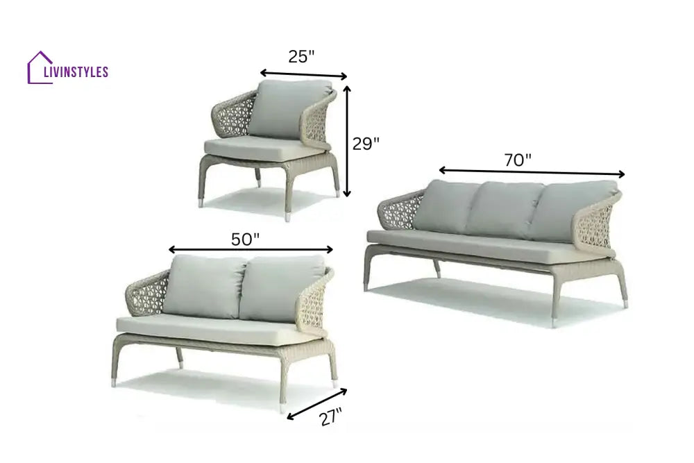 Bart Outdoor Garden Balcony Sofa Set 3 Seater 2 Seater,2 Single Seater and 1 Center Table With 1 Side Table and 1
