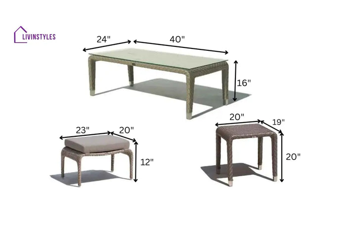 Bart Outdoor Garden Balcony Sofa Set 3 Seater 2 Seater,2 Single Seater and 1 Center Table With 1 Side Table and 1
