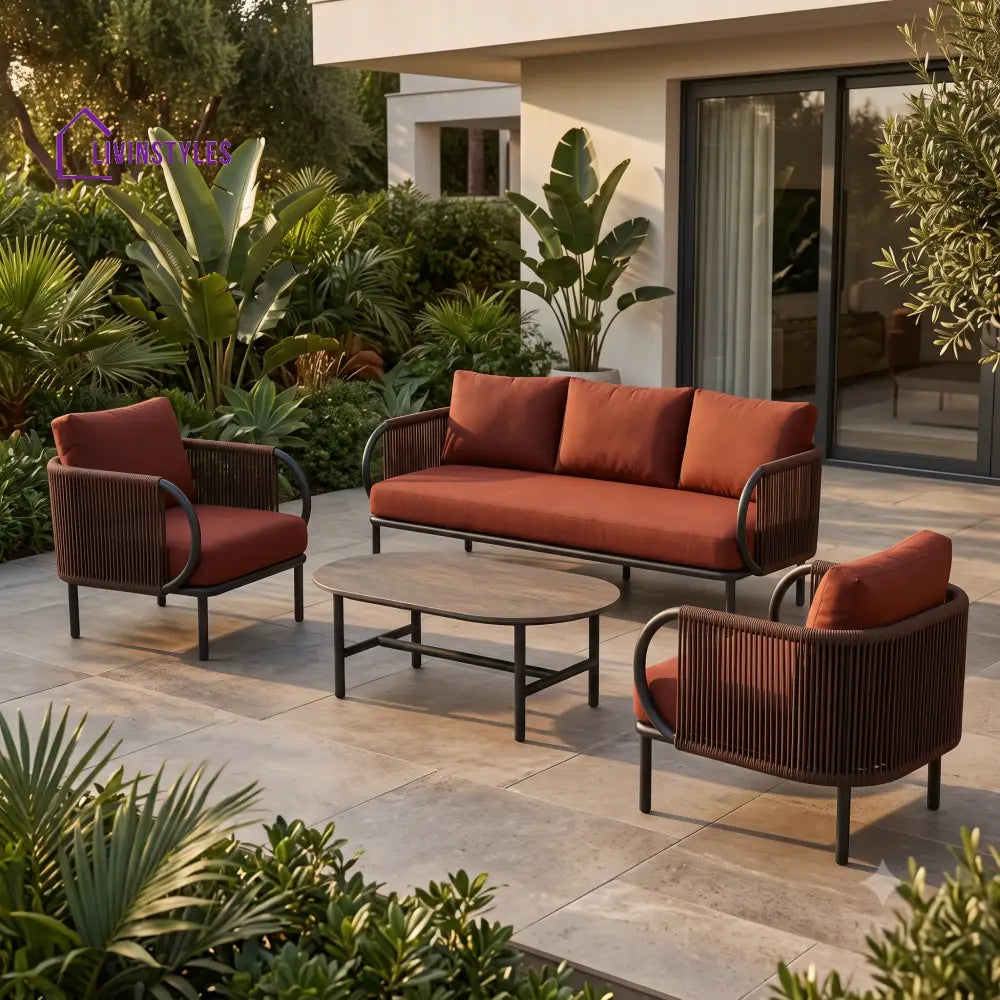 Bartosz Premium MS Frame with Powder Coated Outdoor Sofa Set with Weather Proof Fabric