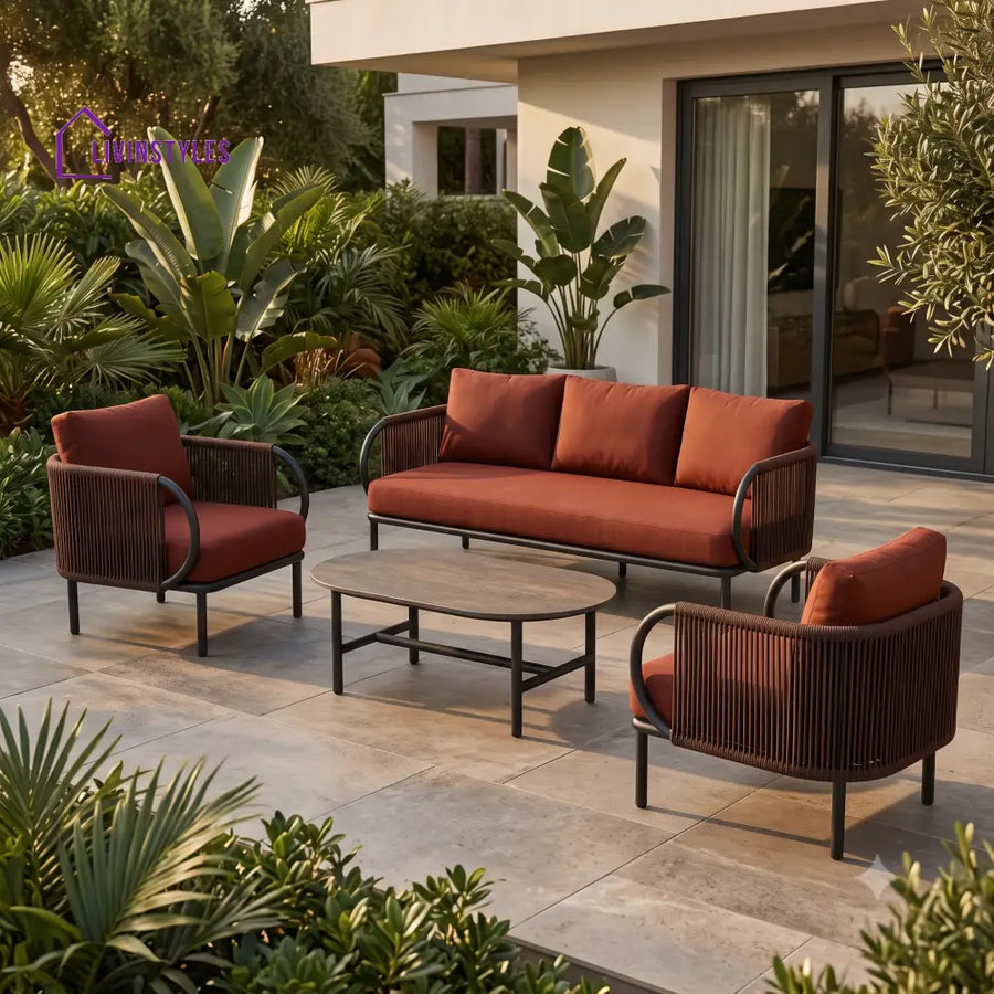 Bartosz Premium MS Frame with Powder Coated Outdoor Sofa Set with Weather Proof Fabric