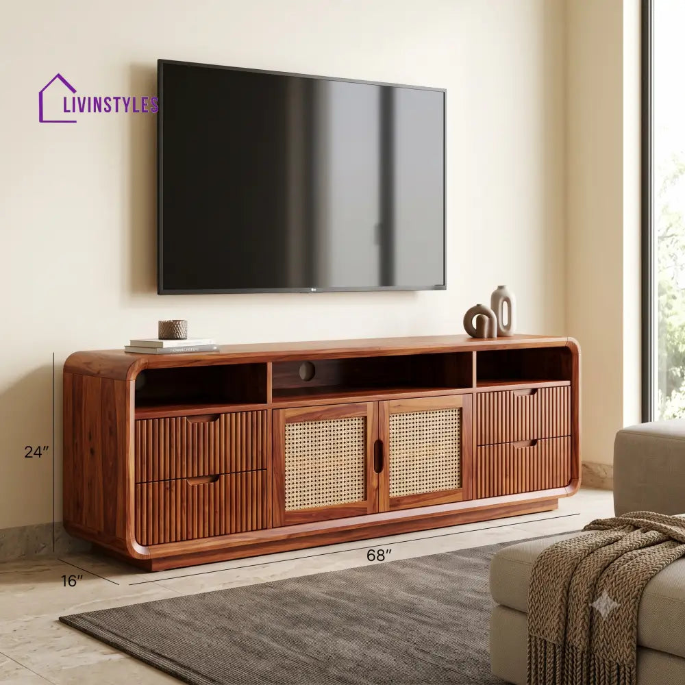 Basile Solid Sheesham Wood Tv Unit for Living Room | Tv Cabinet | Tv Console Unit