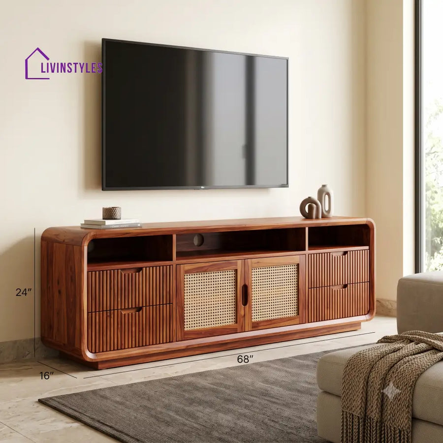 Basile Solid Sheesham Wood Tv Unit for Living Room | Tv Cabinet | Tv Console Unit