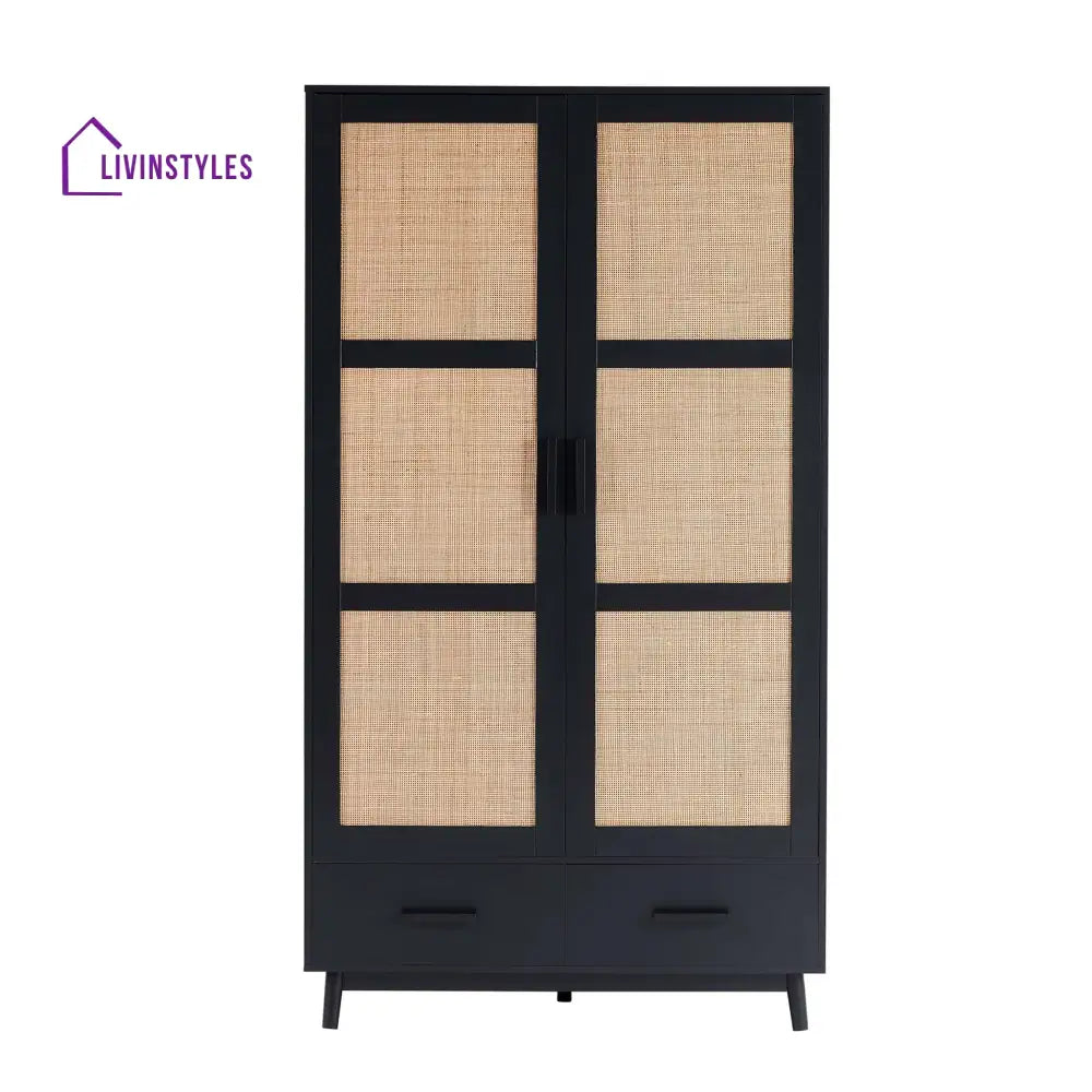 Basilio 2 Door Wardrobe with Drawers - Black Wardrobe