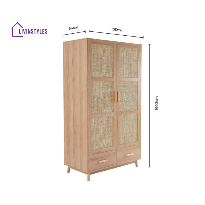 Basilio 2 Door Wardrobe with Drawers - Black Wardrobe