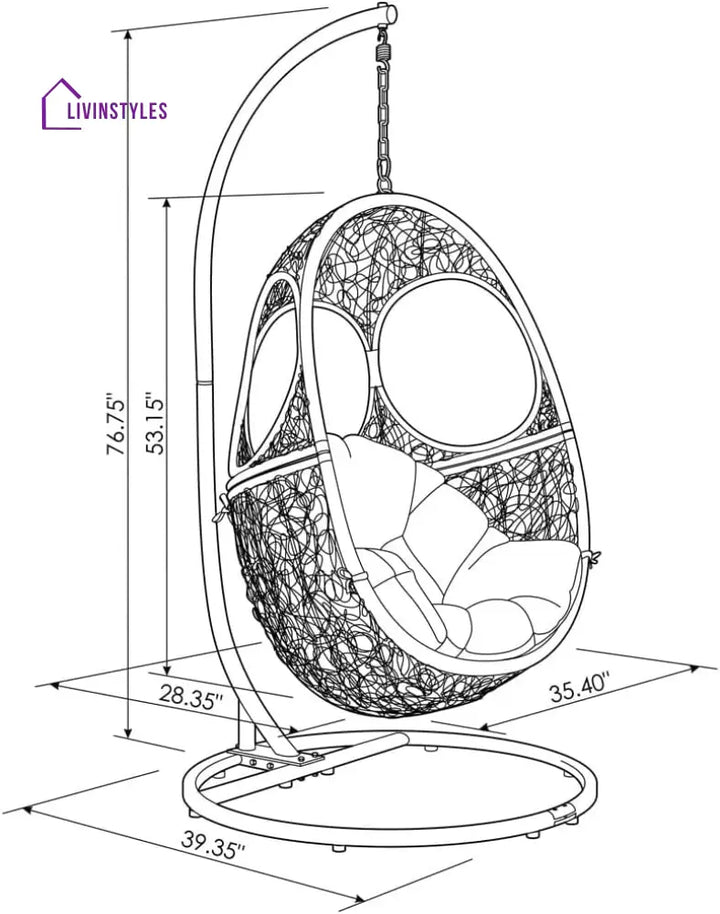 Basilio Single Seater Hanging Swing With Stand For Balcony Garden Swing - Swings