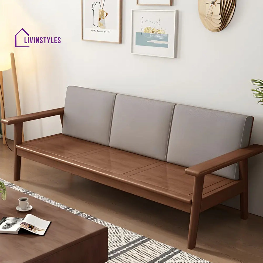 Basira Solid Wood 3 Seater Sofa Set for Living Room