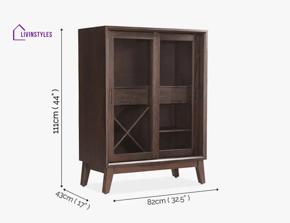 Basti Solid Wood Bar Cabinet Bar