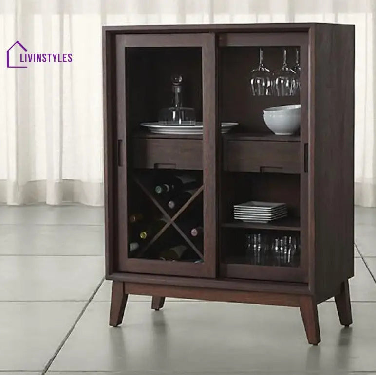 Basti Solid Wood Bar Cabinet L 82 x D 43 x H 111 cm / Walnut Bar