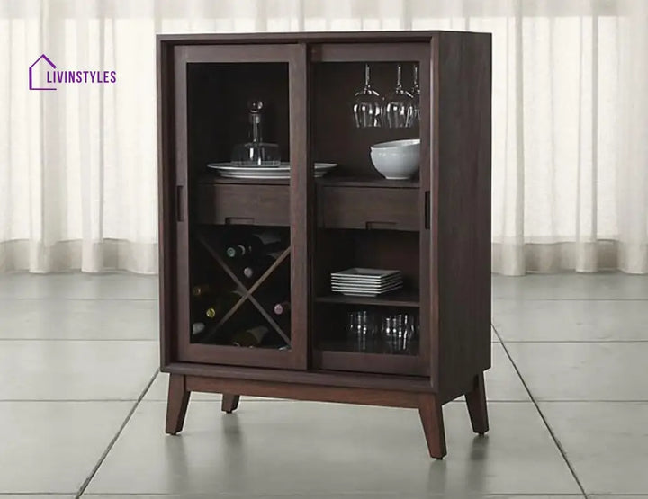 Basti Solid Wood Bar Cabinet L 82 x D 43 x H 111 cm / Walnut Bar