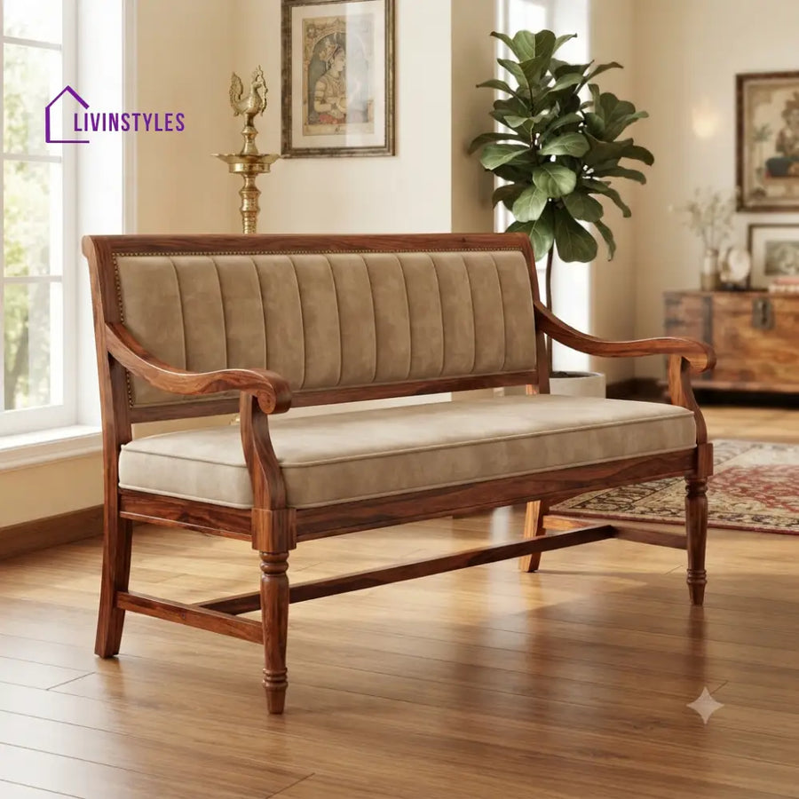 Bastien Wooden Bench for Living Room | Bedroom | Extra Seating