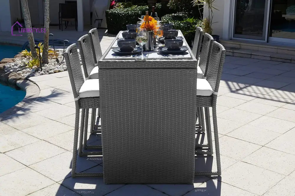 Battista Outdoor Patio Bar Sets 6 Chairs and 1 Table (Black) - Bar Sets