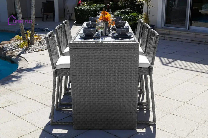 Battista Outdoor Patio Bar Sets 6 Chairs and 1 Table (Black) - Bar Sets