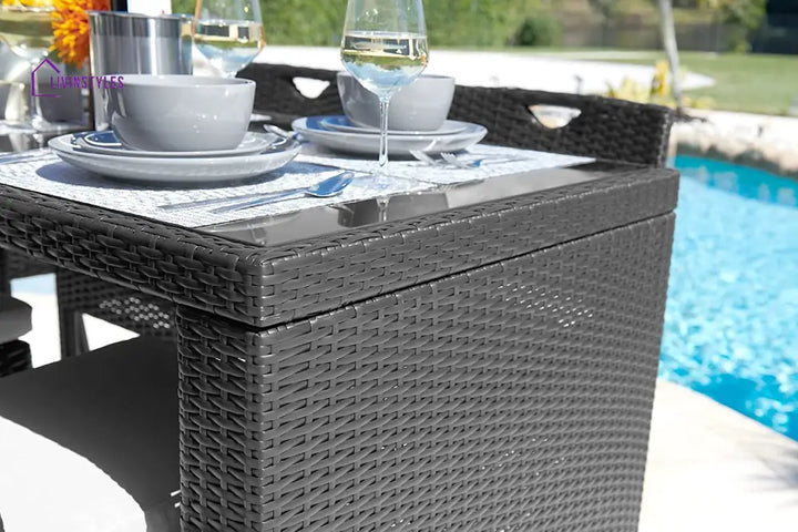 Battista Outdoor Patio Bar Sets 6 Chairs and 1 Table (Black) - Bar Sets