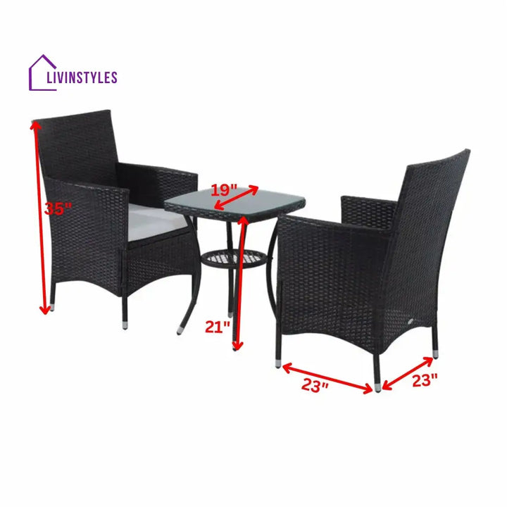 Bea Outdoor Patio Seating Set 2 Chairs and 1 Table Set (Black) - Coffee Table Sets