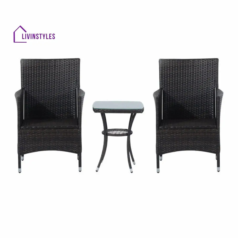 Bea Outdoor Patio Seating Set 2 Chairs and 1 Table Set (Black) - Coffee Table Sets