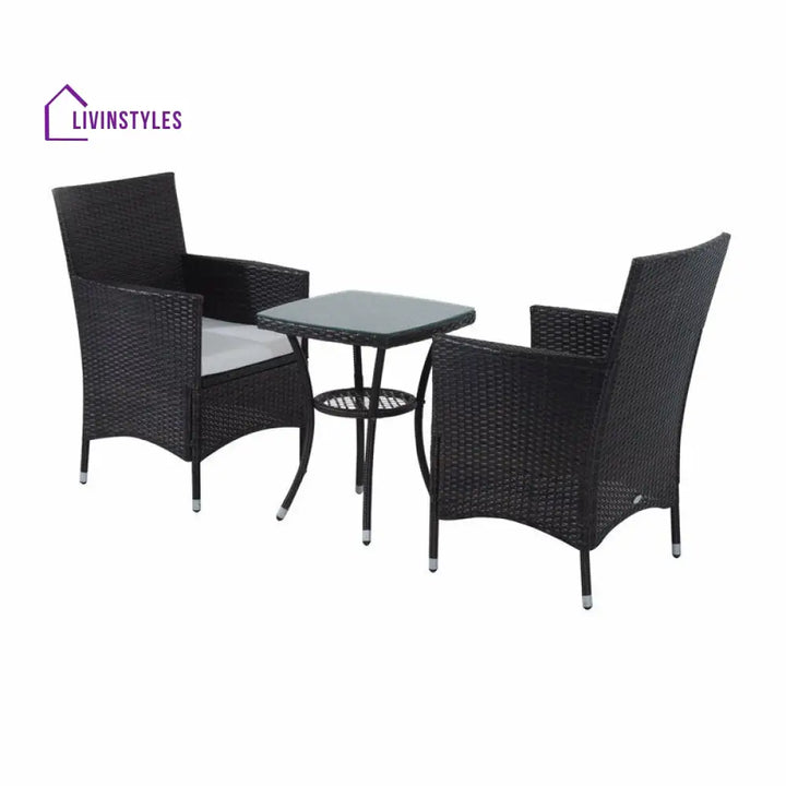 Bea Outdoor Patio Seating Set 2 Chairs and 1 Table Set (Black) - Coffee Table Sets