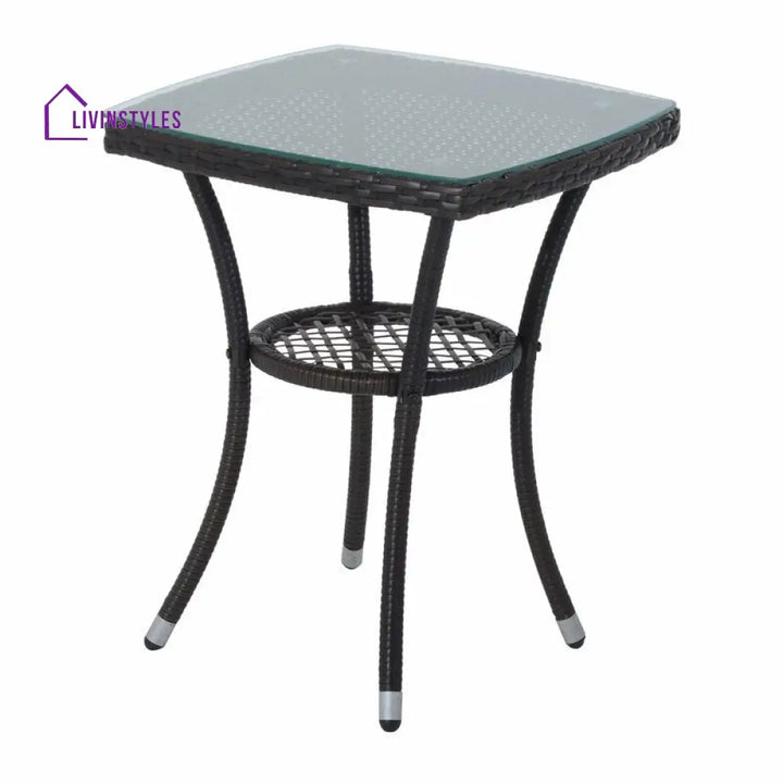 Bea Outdoor Patio Seating Set 2 Chairs and 1 Table Set (Black) - Coffee Table Sets