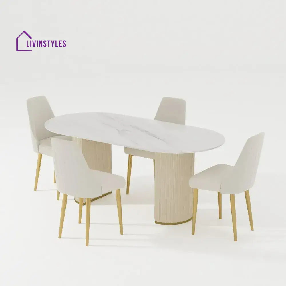 Beacon Modern Oval Dining Table Sets for 4