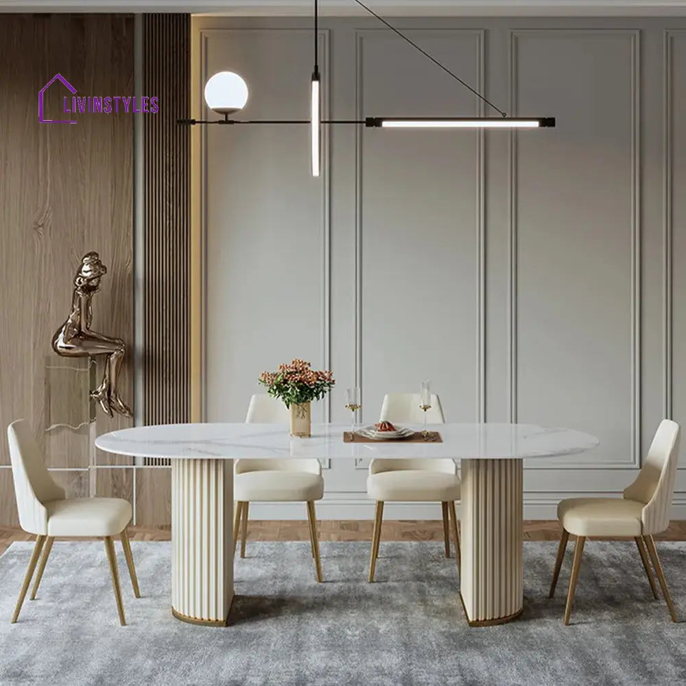 Beacon Modern Oval Dining Table Sets for 4