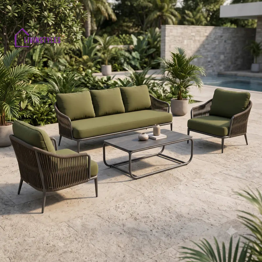 Beata Premium MS Frame with Powder Coated Outdoor Sofa Set with Weather Proof Fabric