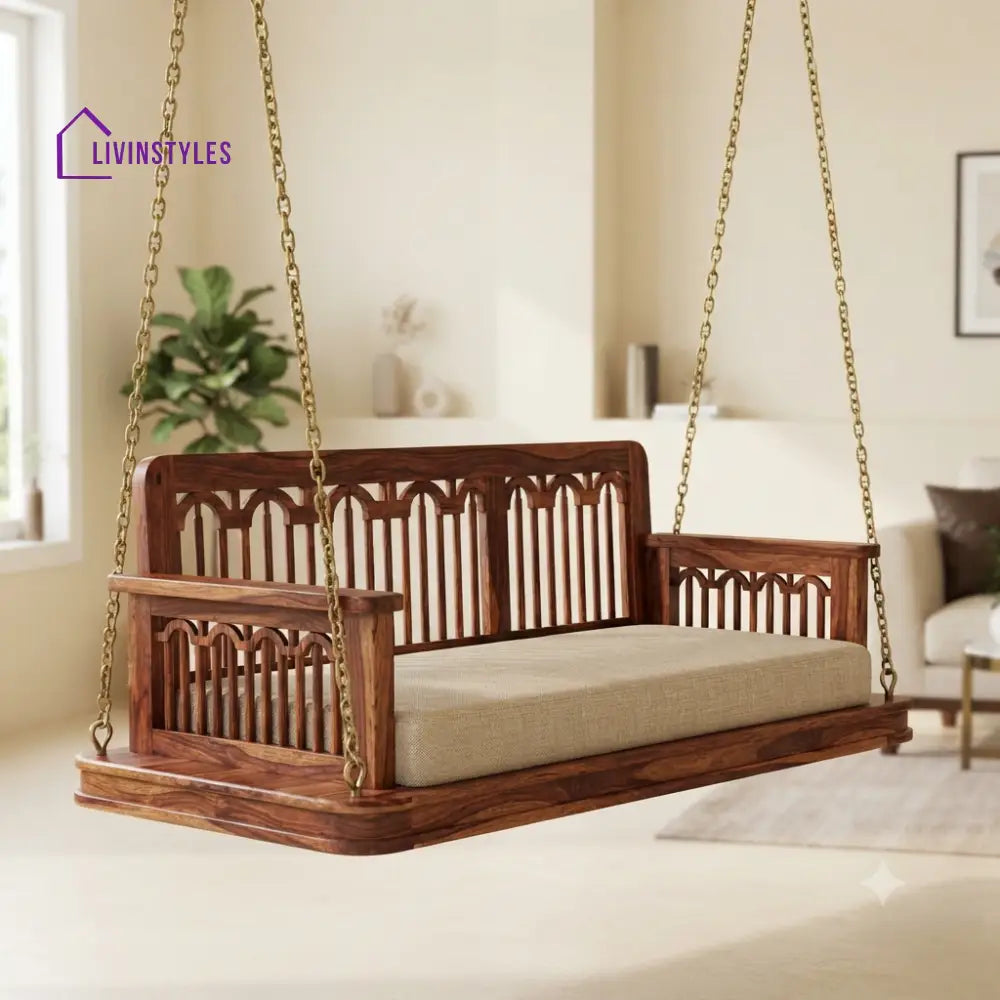 Béatrice 2 Seater Wooden Swing for Home | Wooden Jhula for home