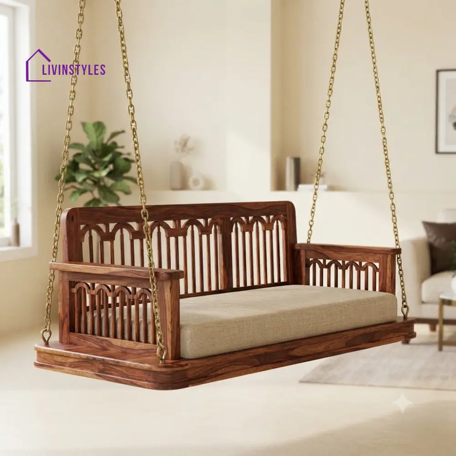 Béatrice 2 Seater Wooden Swing for Home | Wooden Jhula for home