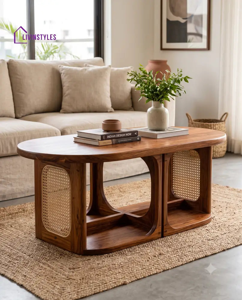 Béatrice Wooden Coffee Table for Living Room | Tea Table | Teapoy | Center table