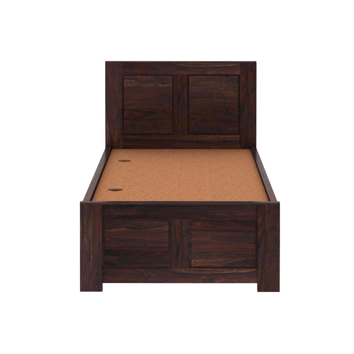 Irma Solid Sheesham Wood Single Bed With Box Storage (Walnut Finish)
