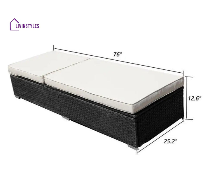 Begin Outdoor Swimming Poolside Lounger (Set of 2) With Side Table (Black) - Loungers